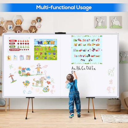 Magnetic White Board Dry Erase Board for Wall，72" x 48" (6ft x 4ft) Wall-Mounted Aluminum Frame Marker Board, Foldable Portable Whiteboard with a Long Pen Tray for School, Classroom, Office & Home - size: 48"W x 72"H, style: Style B