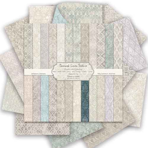 24 Sheets Scrapbook Paper - Boho Patterned Cardstock Paper Pads, 12"x12" 160gsm Coloured Double Sided Decorative Craft Papers for Scrapbooking, Card Making, Journaling and DIY Projects (Boho 3) - color: Boho 3