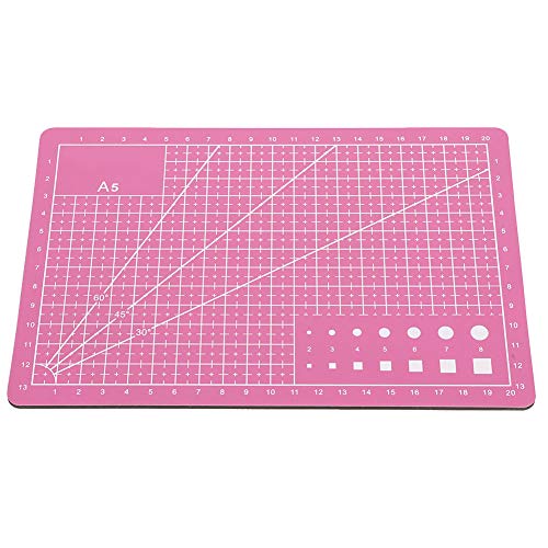 SUNGOOYUE Cutting Mat A5 PVC Self Healing Cutting Board 21 X 15cm Grid Surface Table Protection for Craft Sewing Drawing and Hobby Users Easy to Use for Home Office (Pink) - color: Pink