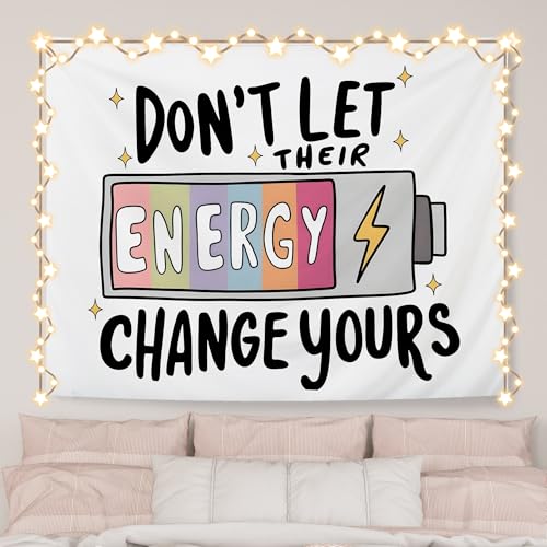AQYIP Inspirational Mental Health Tapestry Wall Hanging, Don't Let Their Energy Change Yours Tapestry Decorative, Motivational Wall Blanket Decor for Classroom Counseling Therapy Office, 50x60 Inch - color: energy