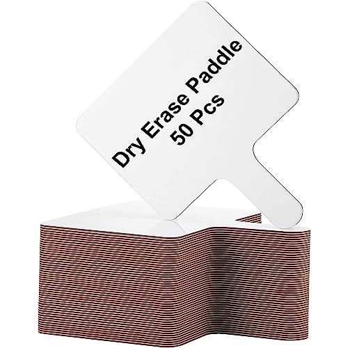 50 Pcs Dry Erase Paddles, Dry Erase Answer Paddle, Double Sided Handheld White Boards, Double Sided Paddles for Students Teachers Classroom Voting Bridal Shower Games(50 Pack,10 X 7.9 Inches)