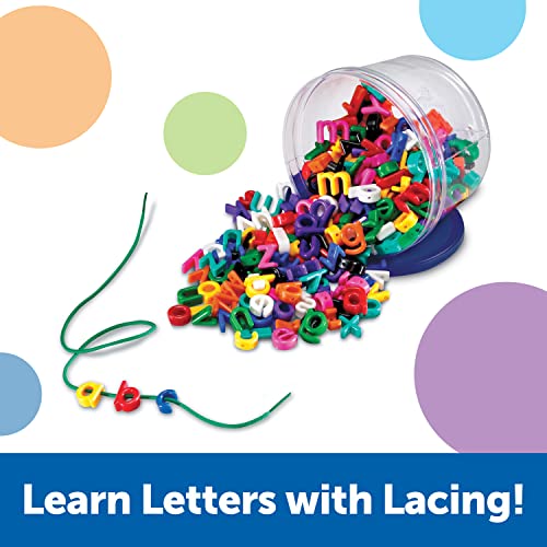 Learning Resources Lowercase Lacing Letters - 275 Pieces, Ages 3+ Toddler Alphabet Learning Toys, Preschool Games, Homeschool Supplies, Fine Motor Skills Toys, Alphabet Beads, Early Spelling - style: Lacing Letters