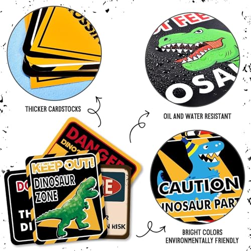 WERNNSAI 12 PCS Dinosaur Birthday Decorations - Dinosaur Party Supplies for Boys Kids Dino Birthday Funny Sign Decor for Jurassic Theme Baby Shower Holiday Party Favors Caution T-Rex Sign Wall Decor - style: Dinosaur 001