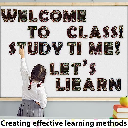 150 PCS Large 7" Bulletin Board Letters Set,Black Confetti Classroom Alphabet Cutout Letter for Bulletin Board Display Home School, A Great Helper to Inspire Students' Learning Interest - style: Confetti