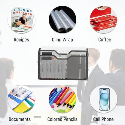 Docnest 2 Tier 3 Pack Magnetic Wall Mounted File Holders,Mesh Letter Organizer, Magnetic Hanging Mail Paper Document Organizer for Office, Home, School, Black - color: 2 Tier Magnetic Black-3 Pack