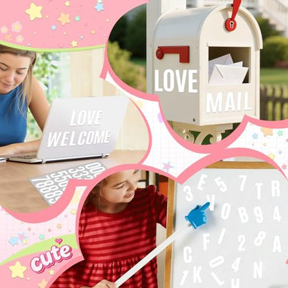 414Pcs Letter Stickers Alphabet Stickers 15 Sheets 2 Inch Vinyl Letter Sticker Self Adhesive Alphabet Number Stick on Sticker for Scrapbook Classroom Craft Window Bulletin Board Sign Mailbox Numbers - color: White