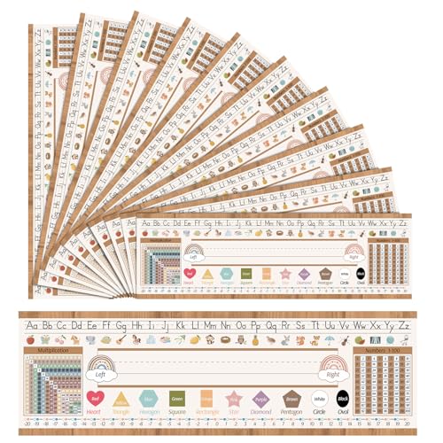Honoson 40 Pcs Boho Retro Desk Name Plates for Classroom Back to School Student Desk Name Tags with Alphabet Number Line Ruler Nameplates Labels for Office First Day of School Teacher Supplies - color: Boho Retro