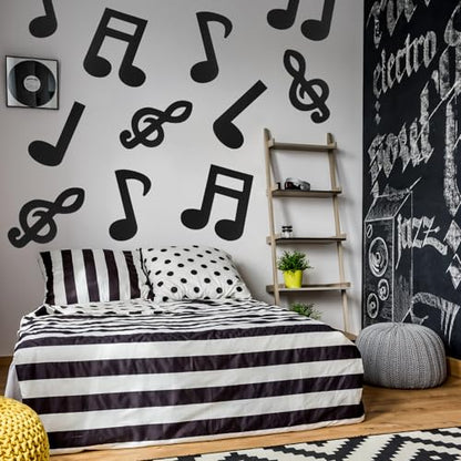 Boao 12 Pcs Large Music Notes Felt Mats 16x10 Inch - Black Musical Notes Cutouts Art Party Supplies Prop for Craft Wall Decal Birthday Baby Shower Decorations - style: Note