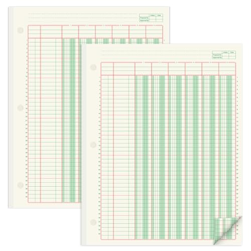 gisgfim 2 Pads 100 Sheets Columnar Analysis Pad 3 Hole Punch Accounting Ledger Book 8-1/2 x 11 Ledger Paper Pad Double Page Format Columnar Pads for Business Bookkeeping & Data(6 Column Ledger) - style: 6 Column Ledger