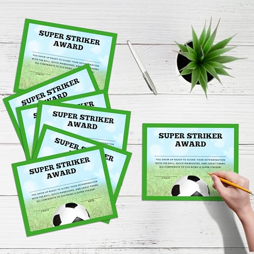 Soccer Award Certificates, 25 Pcs Soccer Ceremony Certificate, Sports Certificates of Achievement for Student Coach Kids, Sports Team Party Activities Supplies -A10 - style: Soccer