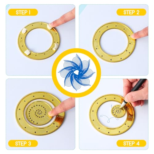 Chivao Spiral Art Kit Circle Stencils Drawing Tool Gear Geometric Ruler Circle Template Drawing Kit Plastic Spiral Curve Stencils with Pens Paper for Back to School Gifts DIY Crafts Sketch(Modern) - style: Contemporary