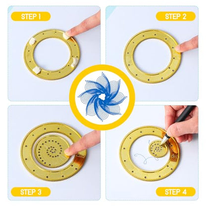 Chivao Spiral Art Kit Circle Stencils Drawing Tool Gear Geometric Ruler Circle Template Drawing Kit Plastic Spiral Curve Stencils with Pens Paper for Back to School Gifts DIY Crafts Sketch(Modern) - style: Contemporary