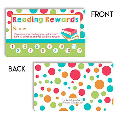 Reading Themed Reward or Prize Punch Cards for Parents & Kids,1 set of 10 3.5" X 2” Double Sided Cards by AmandaCreation - style: Reading
