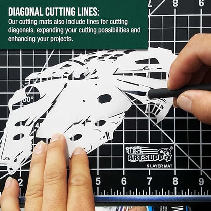 U.S. Art Supply 36" x 48" Self-Healing Cutting Mat 5-Ply - Double-Sided Green/Black Craft Mat, Non-Slip Cutting Mats for Crafts, Sewing, Quilting, Scrapbooking - color: Green/Black