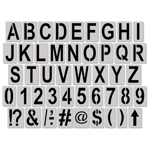 4 Inch (45 Pieces) Interlocking Alphabet & Number Stencil Kit - Complete Set with All Letters - Durable & Reusable Classic Font for Small Projects - Ceramic, Wood Boxes, Mailboxes, and Fabric - color: Classic Font, size: 4 inch