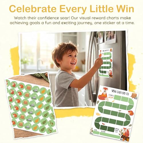 Fox Theme Reward Chart for Kids, 20 Behavior Charts with 432 Stickers, Responsibility & Incentive Chart for Toddlers, Kids and Teens – A02 - style: Fox