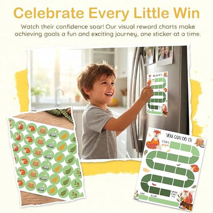 Fox Theme Reward Chart for Kids, 20 Behavior Charts with 432 Stickers, Responsibility & Incentive Chart for Toddlers, Kids and Teens – A02 - style: Fox