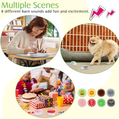 Syhood 8 Pcs Animal Sounds Buzzer for Trivia Games Answer Buzzers Feud Jeopardy Buzzer Button with Lights and Sounds for Party Game Show (Jungle and Farm Style) - style: Jungle and Farm Animal