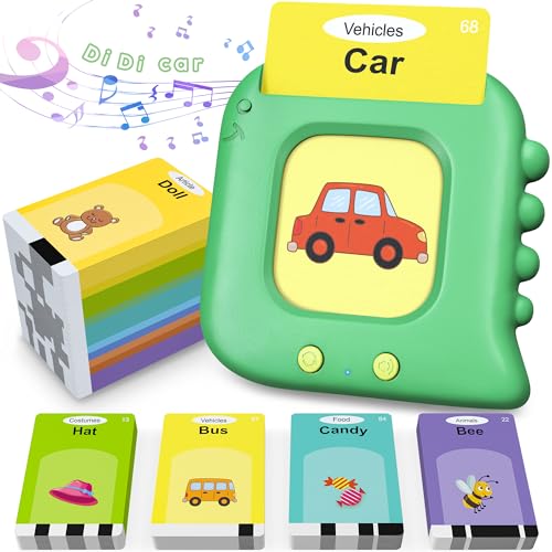 Talking Flash Cards,Kids Toddler Flash Cards with 240 Sight Words,Montessori Toys,Autism Sensory Toys,Speech Therapy Toys,Learning Educational Toys Gifts for Age 4 5 6 Years Old Boys and Girls - style: Dinosaur Green