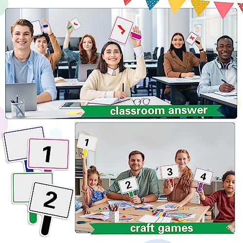 Crtiin 40 Pcs Colorful Dry Erase Paddles Auction Paddles Mini Dry Erase Board Small Handheld Double Sided Whiteboard Quick Response Answer Board for Student Teaching Classroom (Multi Color)