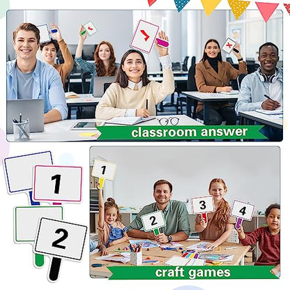 Crtiin 40 Pcs Colorful Dry Erase Paddles Auction Paddles Mini Dry Erase Board Small Handheld Double Sided Whiteboard Quick Response Answer Board for Student Teaching Classroom (Multi Color)