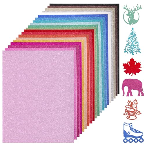 40 Sheets 20 Colors Glitter Cardstock Paper - 8.5 x 11 Inches 250gsm/92lb Heavy Weight Thick Colored Sparkle Card Stock for Crafts DIY Projects Card Making Birthday Wedding Decoration UAP21MX40 - color: 20 Colors[40 Sheets], size: Letter Size (8.5 x 11 in