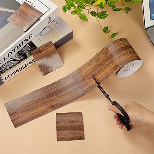 Zonon 65 Feet Wood Grain Classroom Bulletin Board Borders 1 Roll of Brown Bulletin Board Straight Borders Trim for Back to School Classroom School Decoration Whiteboard - style: Wood Grain