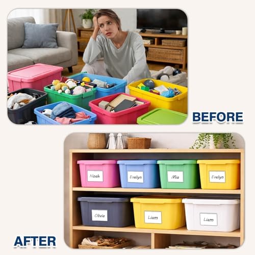 H4D 24 Pack Labels for Storage Bins, 3" x 5" Plastic Clear Adhesive Index Card Holders, Tote Label Pockets for Organizing Storage, Library Card, Shelves - size: 3" x 5", style: 24 Pack