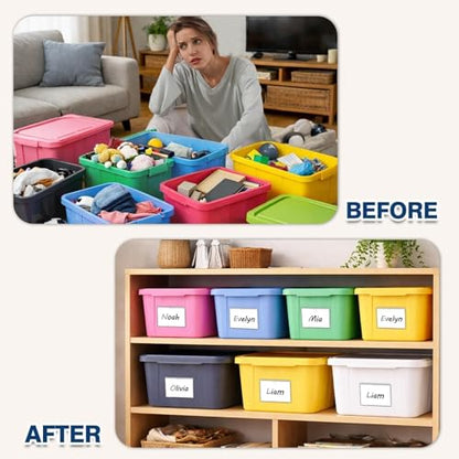 H4D 24 Pack Labels for Storage Bins, 3" x 5" Plastic Clear Adhesive Index Card Holders, Tote Label Pockets for Organizing Storage, Library Card, Shelves - size: 3" x 5", style: 24 Pack