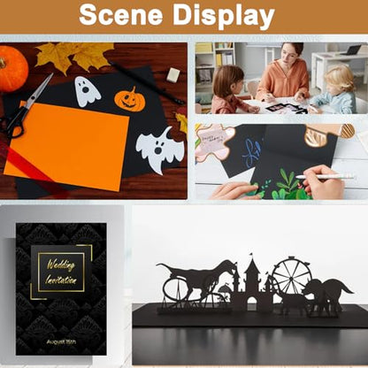 Silunkia 120 Sheets Shimmer Black Cardstock 8.5 x 11 Crafts Paper, 250gsm/92lb Heavyweight Construction Paper Card Stock for Halloween, DIY Cards Making, Greeting Cards, Party, Wedding Invitations - color: Black, size: 120 Sheets