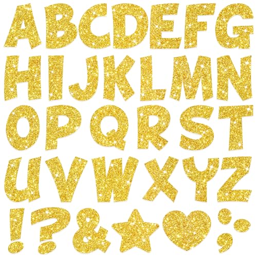 102Pcs Gold Letter Stickers Glitter Bulletin Board Letters 4Inch 12 Sheets Large Alphabet Stickers Self Adhesive Vinyl Poster Boards Letters for Mailbox Classroom Home Party Decor(12,Gold,4 Inch) - color: Gold, size: 4 Inch