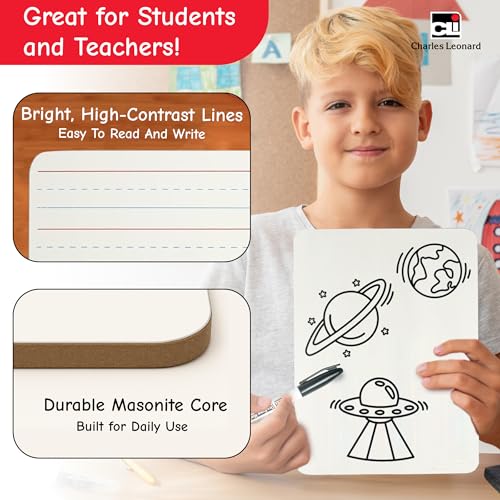 Charles Leonard Dry Erase Board Classroom Pack - Mini Lapboard School Supplies – Set of 12 Two-Sided Plain/Lined Dry Erasable White Boards, 9x12 Inches (35120) (Pack of 5) - color: Plain & Lined, size: 9" x 12" (60-Pack), style: 2-Sided Masonite Board
