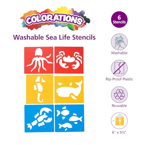 Sea Life Washable Plastic Stencils - Set of 6 - style: Sea Life 6PK