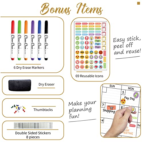 Large Dry Erase Wall Calendar - 24"x 36" Undated Monthly Calendar for Home, Office, Classroom - Reusable Laminated Task Organizer - color: White 24"x36"