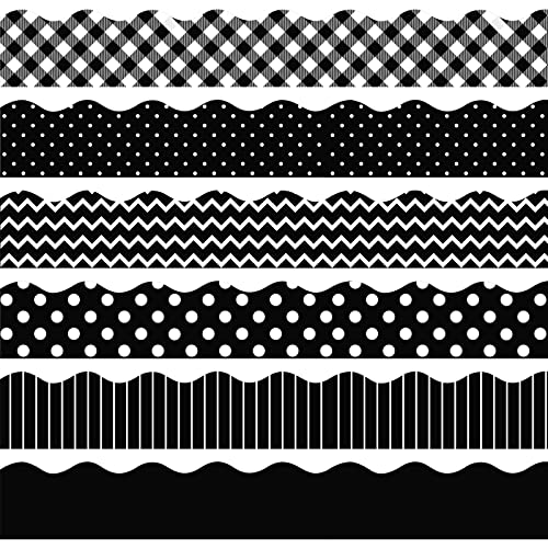 Containlol Classroom Borders for Bulletin Board, 118 ft Black and White Scalloped Trim Bulletin Board Boarders for Home Office Classroom Wall Chalkboard Decoration - style: Black and White Style