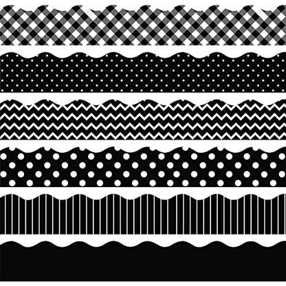 Containlol Classroom Borders for Bulletin Board, 118 ft Black and White Scalloped Trim Bulletin Board Boarders for Home Office Classroom Wall Chalkboard Decoration - style: Black and White Style