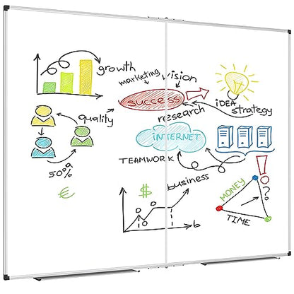 XBoard Magnetic Whiteboard 60 x 48 Inch, Dry Erase Board for Wall with Silver Aluminum Frame Foldable Presentation Board - size: 60"W x 48"H
