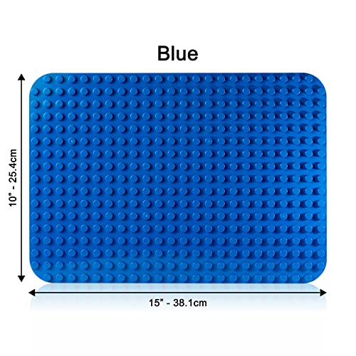 Apostrophe Games Building Block Base Plates for Large Blocks 15" x 10" Blue Baseplate, Compatible with Major Brands, STEM Learning, Ages 3+ - style: 1 x blue