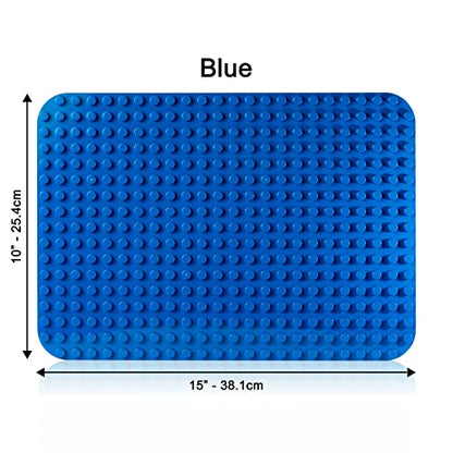 Apostrophe Games Building Block Base Plates for Large Blocks 15" x 10" Blue Baseplate, Compatible with Major Brands, STEM Learning, Ages 3+ - style: 1 x blue