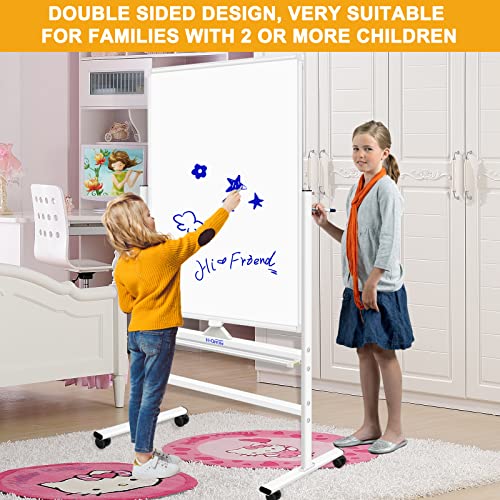 H-Qprobd Magnetic Whiteboard Mobile Dry Erase Board with Stand 40"x28" Double Side Rolling Whiteboards on Wheels for Home, Office & School - size: 40x28