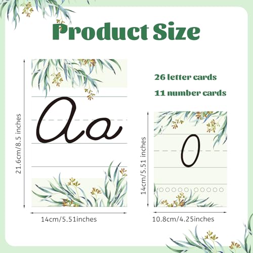 Gilprop Eucalyptus Bulletin Board Alphabet Letters, 37 Pcs Cursive Abc Alphabet Poster Classroom Decor Set Preschool Kindergarten Primary School Classroom Wall Decor Daycare Homeschool Supplies - style: Eucalyptus
