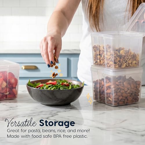 IRIS USA Food Storage Containers with Flip-Top Lid, 3.9 Qt - 4 Pack, Clear Stackable Food Containers for Kitchen & Pantry Organization, BPA-Free, Food Grade Plastic For Flour, Sugar, Dry Food, Grain - size: Food Grade Large - 4 Pack