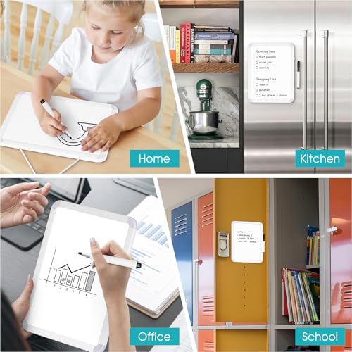 2 Pack Small White Board, 8.5" x 11" Double-Sided Dry Erase Whiteboard | Portable Mini Board for Fridge, Wall, Locker, Adhesive Mount, Hang & Magnetic Strip Mount, Stain-Resistant, No Ghosting - size: 8.5''x11''-2 Pack