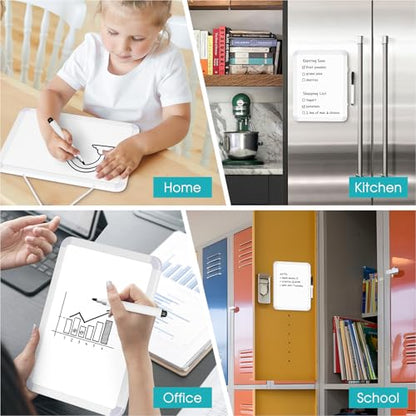 2 Pack Small White Board, 8.5" x 11" Double-Sided Dry Erase Whiteboard | Portable Mini Board for Fridge, Wall, Locker, Adhesive Mount, Hang & Magnetic Strip Mount, Stain-Resistant, No Ghosting - size: 8.5''x11''-2 Pack