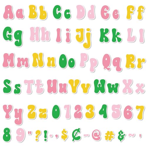 Engrowtic 300 Pcs Summer Colors Letters Cutout for Bulletin Board Retro Groovy Classroom Decor 4" Letters Upper and Lowercase Alphabet, Numbers, Symbols Cutout for Class Wall Party Decor - color: Summer Colors