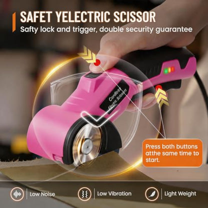 Electric Scissors, Cardboard Cutter, With LED Light, High-Efficiency Brushless Motor, 2000mAh Battery, Tungsten Steel Blade, Suitable for Cloth, Cardboard, Carpet Wire Rope Cutters Pink - color: Pink