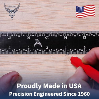 PEC Tools 150mm Flexible Metal Ruler, Stainless Steel with Black Chrome Finish, High Contrast, Fully Metric Graduation (0.5mm, 1.0mm), Easy to Read Machinist Rule, Made in USA - color: Black Chrome-Flexible, size: 150mm