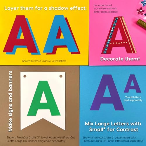 209 Pcs 3" Jewel Bulletin Board Precut Letters & Numbers, Upper Case, Numbers, Punctuation, US Made Card Stock Punch Out Letters for Poster, Bulletin Board, Classroom