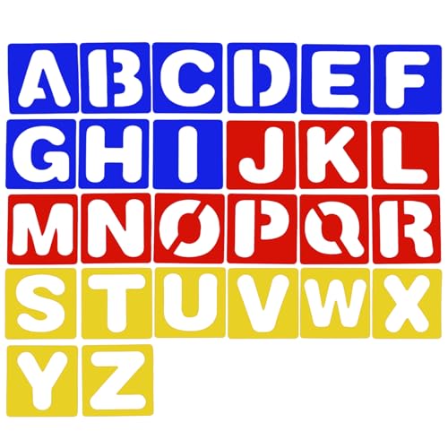 TecUnite 26 Pieces Letter Stencils Set Plastic Alphabet Stencils Template Numbers for Painting Learning DIY Craft Decoration(3 x 3 Inches) - size: 3 x 3 Inches