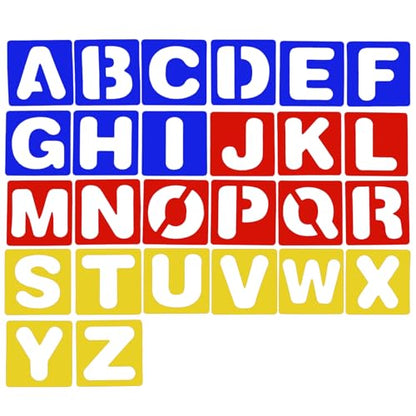 TecUnite 26 Pieces Letter Stencils Set Plastic Alphabet Stencils Template Numbers for Painting Learning DIY Craft Decoration(3 x 3 Inches) - size: 3 x 3 Inches